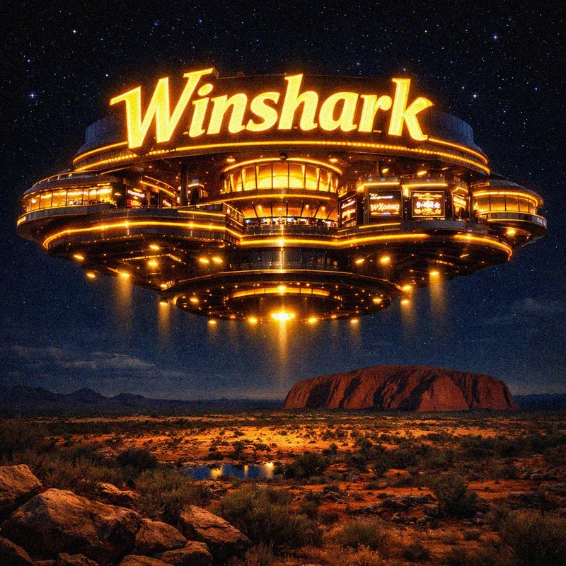 Winshark Casino Australia in glowing night outback